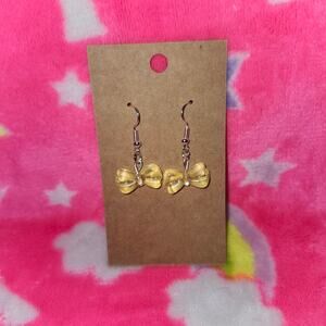 Clear Yellow Bow Silver Drop/Dangle Earrings
